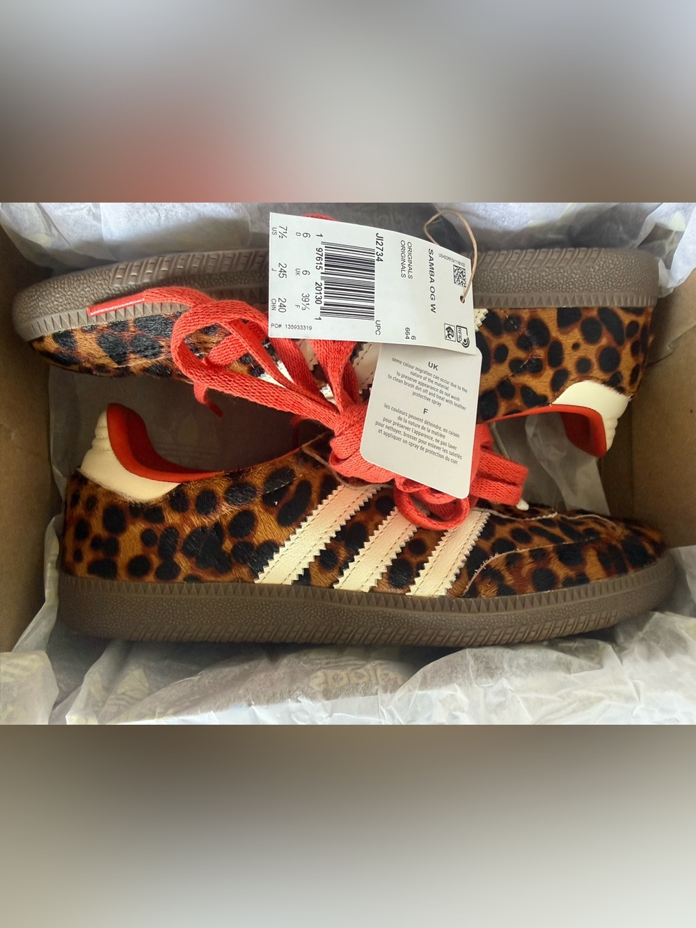 adidas Women's Samba OG Cheetah Pack Preloved Red Sneakers 7.5/39 - Picture 4 of 12